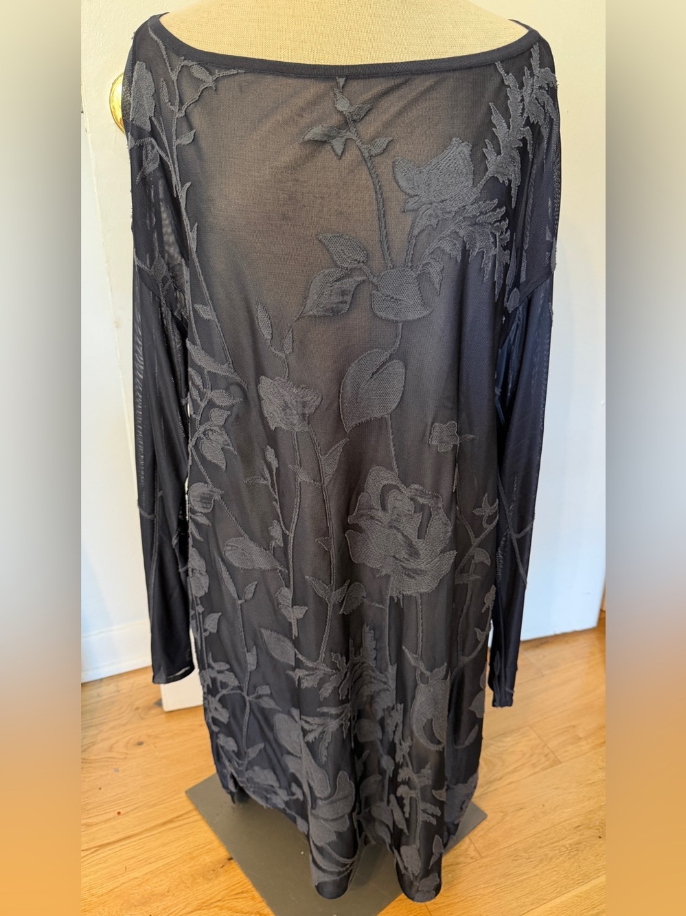 Lafayette 148 New York Sheer Black Floral Jacquard Long Sleeve Shirt